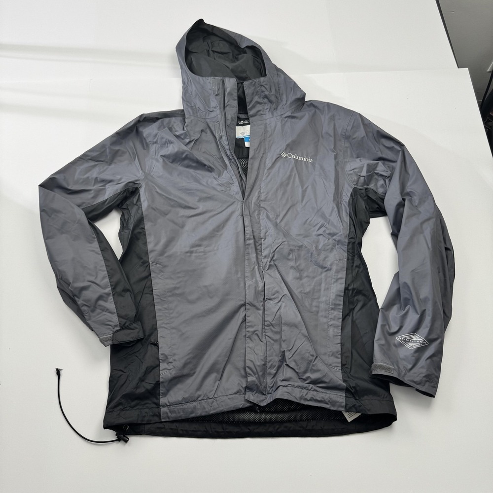 Columbia Jacket Womens Small Gray Omni-Tech Waterproof Hooded Outdoor Rain Coat